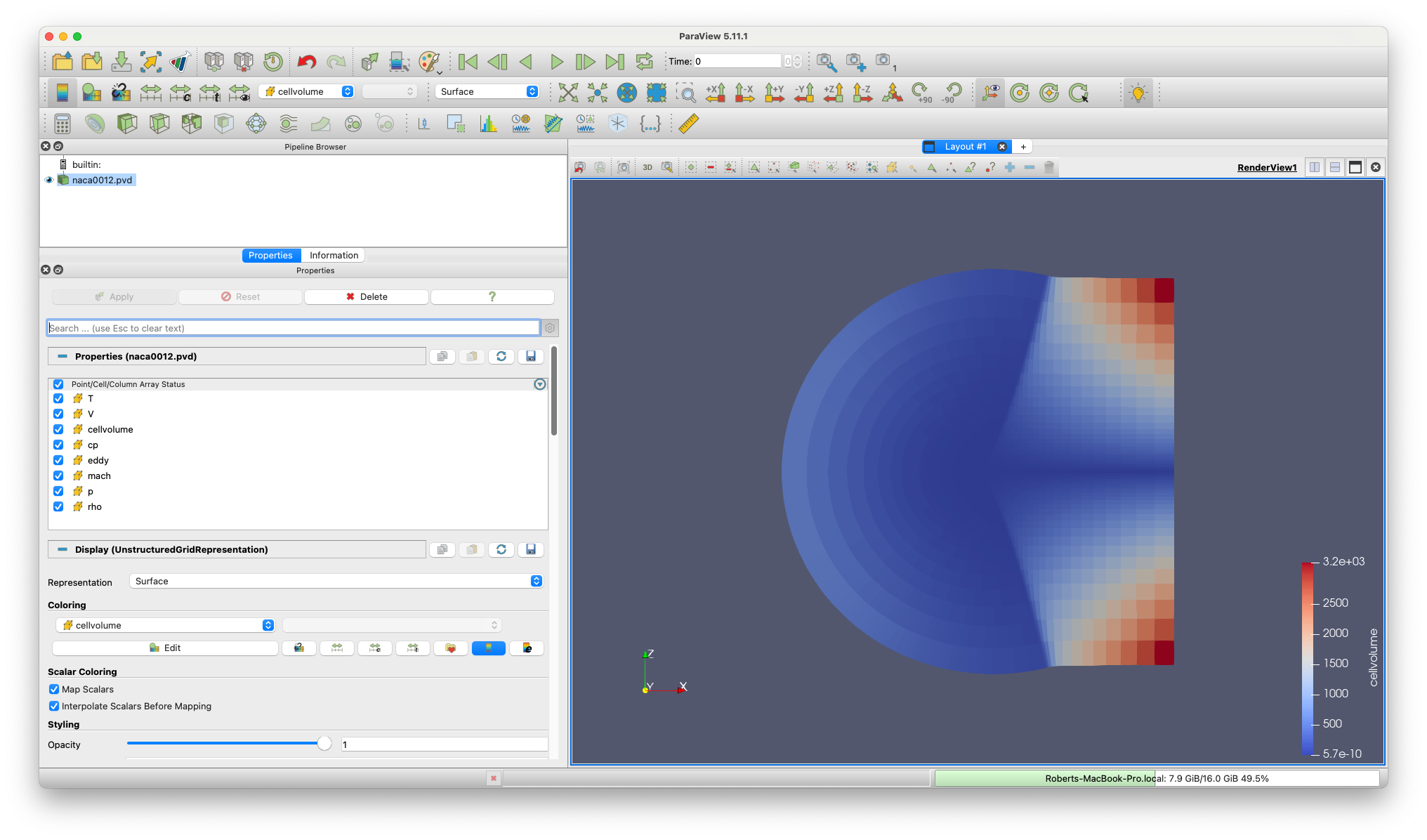 Paraview after loading pvd file