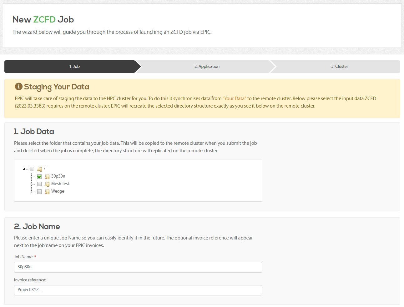 New zCFD job
